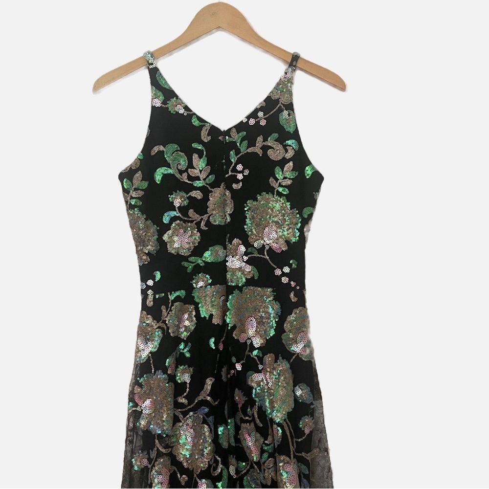 Dress The population Sequin Embroidered Floral Midi Black Dress S - Picture 6 of 10